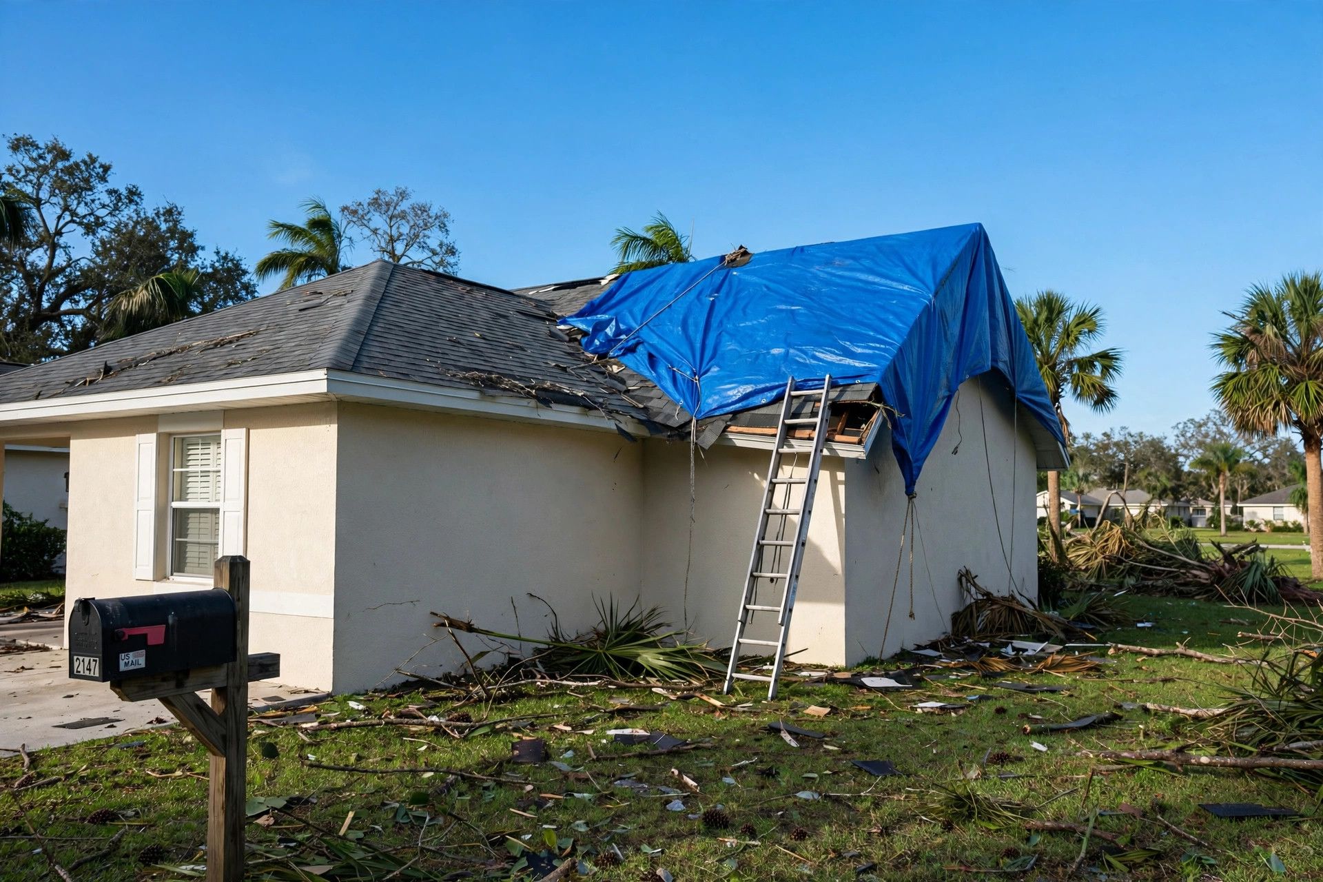 Storm damage on a Florida home