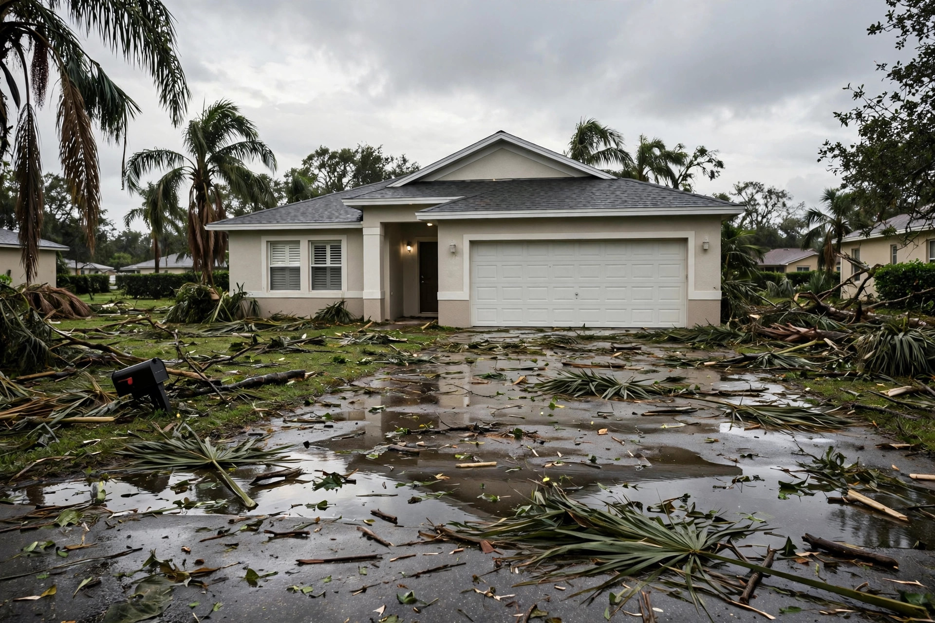 Storm damage on a Florida home